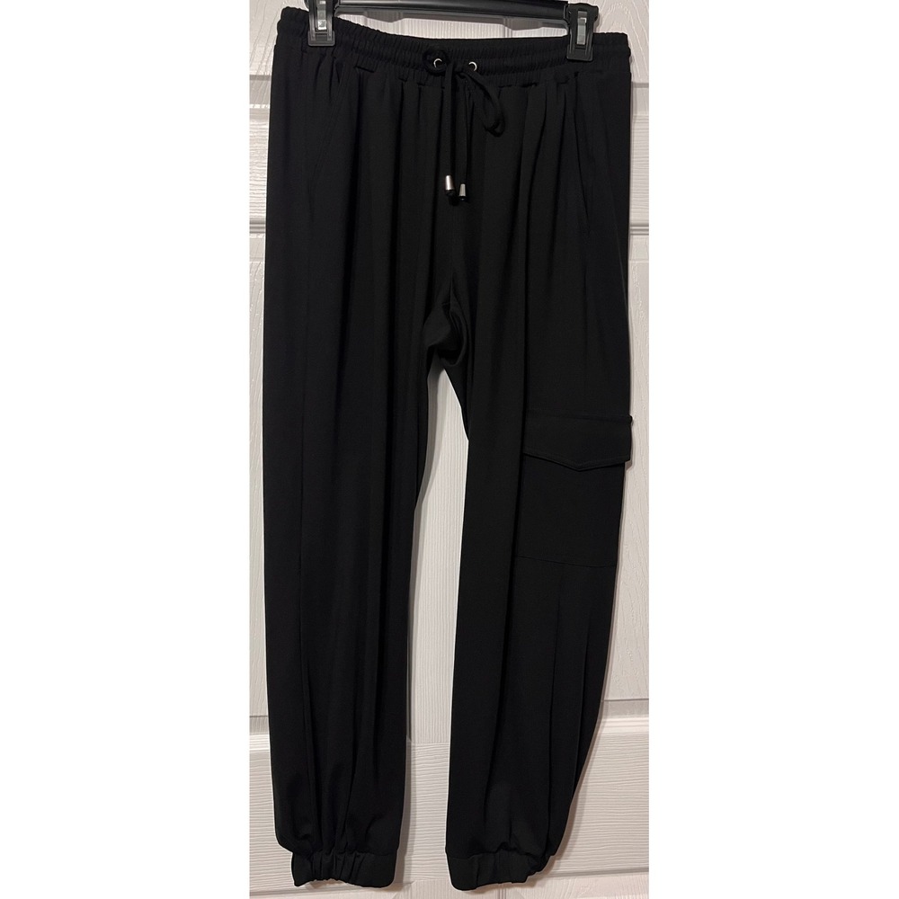 Nanette Lepore Womens Black‎ Cargo Jogger Pants Elastic Waist Drawstring Size S